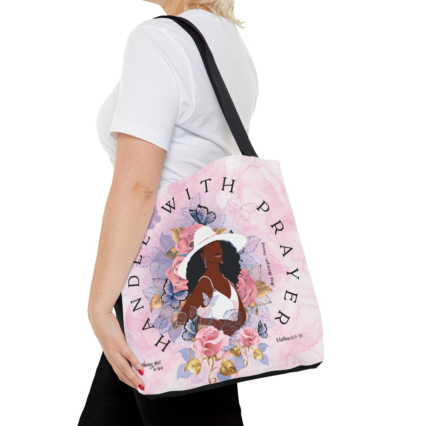 Handle with The Lord's Prayer (Queen) 2-sided Tote Bag