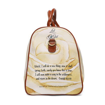Let Go, Let God Waterproof Travel Bag, 20" x 12"