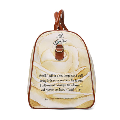 Let Go, Let God Waterproof Travel Bag, 20" x 12"